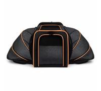 HGZLQKD Portable Carrier Pet Carrier Tote Bag Travel Crate With Side Expansion And Mesh In Oxford stable shape and light weight comfortable to carry suitable, Black With Orange