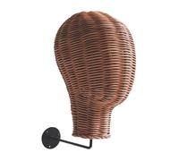HGZLQKD Rattan Mannequin Head Wall Mount Hat Rack Multifunctional Hat Holder Hanging Wig Stand for Headphone Headset Tabletop Salon
