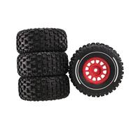 HGZLQKD RC Car Tyre Wheel 4 Pieces with 12mm Hex Practical Professional Replacement Truck Tires Tyre, red