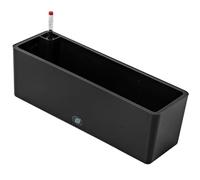 HGZLQKD Rectangular Self Watering Planter with Water Level Indicator Window Box Rectangle Flower Pot with Drainage Hole Hidden Tray for Patio Garden Planting Vegetables, Succulent, Flowers, Black