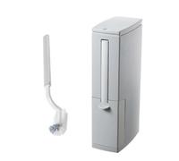 HGZLQKD Restroom Waste Bin with Toilet Brush Space Saving Tall Rectangular Restroom Bin with Press Lid for Small Bathrooms, Powder Rooms, Gray, 11CM