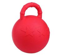 HGZLQKD Rubber Train Ball Toy With Handle Solid Rubber Tug And Toss Train Ball Textured Dog Ball Horse Play Ball compressible structure for tug games and suitable for dogs horses ponies, Red