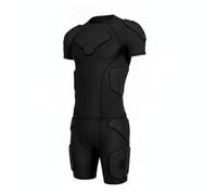 HGZLQKD Shirt Padded Compression Shirt Guarding Top Close Fitting Athletic Shirt With Panel Construction suitable for football rugby basketball training , Xl Shorts SET