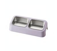 HGZLQKD Stainless Steel Bowl Tilted Pet Feeder Double Cat Dish Removable Non-Slip Grade Material Suitable for Cat Dog Feeding, Purple, Ss Double Bowl