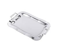 HGZLQKD Stainless Steel Serving Tray Dessert Tray Luxury Cutlery Storage 11.8"x8.5" with Handles Dish for Tea Dinner Party Weddings