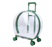 HGZLQKD Travel Carrier Pet Carrier Suitcase Trolley Backpack Crate With Clear Rounded Shell And Ventilation Four Caster Wheels And Pull Rod Zipper Closure For, Green, Smooth