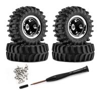 HGZLQKD Vehicle Wheel Assembly Wheels Crawler Tires Rim Set Installation Kit Alloy And Rubber Build With On Stony Terrain Suitable for RC Hobby Trail Builds, Black