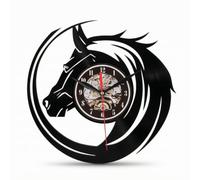 HGZLQKD Wall Clock Decorative Clock Analog Clock Modern Clock With Central Round Face And Contemporary Art Frame In Vinyl And Metal Suitable for living room bedroom workplace, Horse Head 1