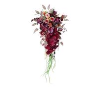 HGZLQKD Waterfall Bridal Bouquet Silk Flowers Prop Lifelike Rose Decoration for Anniversary Prom Mother's Day Ceremony