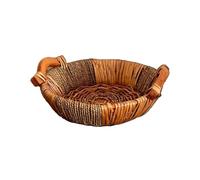 HGZLQKD Wicker Woven Serving Tray Serving Basket Multifunctional Round Biscuit Cookies Pastry Display Basket for Breakfast Party