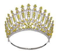 HGZLQKD Women Stage Crown Baroque Regal Headpiece With Glass Rhinestone Metal Alloy Construction For Bridal Pageant Ceremony, color to 3