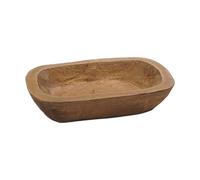 HGZLQKD Wooden Bowl Hand Carved Rustic Storage Tray - Multipurpose Farmhouse Display Bowl, Solid Wood Candle Holder & Table Centerpiece for Kitchen, Crafts, Home Decor (9.8 x 5.9 inch)