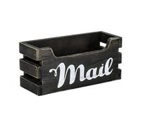 HGZLQKD Wooden Mail Organizer Letter Holder Mail Tray Versatile Postcard Storage Organiser Office Supplies Handmade Rustic Tabletop Mailbox Decor Mail Letter Rack for Countertop Wall Mounted, Black