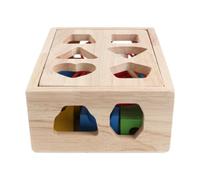 HGZLQKD Wooden Shape Sorting Box Matching Game Blocks Educational Classic Preschool Shape Sorter Cognitive Toy for Girls Boys, 16 Holes