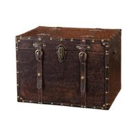 HGZLQKD Wooden Storage Trunk with Hinged Lid Decorative Retro Wooden Chest with Metal Corner Fittings for Living Room, L
