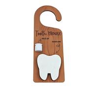 HGZLQKD Wooden Tooth Door Hanger,Decorative Sign Wood Plaque Holder Tooth Pick up Box for Home Lost Teeth Kids Boys Girl Bedroom, with Tooth Mouse