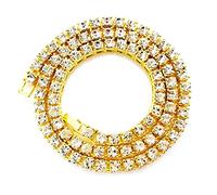 HH BLING EMPIRE Gold Silver Iced Out Diamond Tennis Chain Necklace for Men Women, Rhinestone Tennis Necklaces for Women and Teens, Tennis and Cuban Link Chains 18-30 Inches, 18", Crystal, crystal