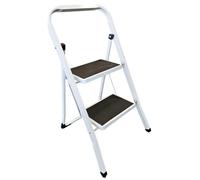 HH Home Hut 2 Step Ladder - Compact Folding Step Stool for Kitchen, Garage Handle Rail Non Slip Small Two-Step Ladder with Fold Away Steps