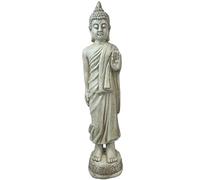 HH Home Hut Large Tall Standing Thai Buddha Ceramic Garden Outdoor Indoor Statue Ornament Stone Effect 85cm Tall