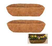 HH-LIFE 2 pcs Pre-formed Molded Coco Liners 30 inch (76cm) Wall Trough Coco Liner Window Box Liner For Wall Mounted Planters/Window Flower Baskets