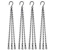 HH-LIFE 4pcs Black Heavy Duty Hanging Basket Chains 3 Point 18" (46cm) Metal Replacement Chain For Hanging Basket Bird Feeder Flower pots and Ornaments