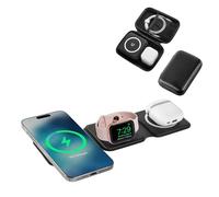 HH-Tech 3-in-1 Foldable Magnetic Wireless Charger Station with 35W Adapter & Case, Fast Charger for iPhone 16/15/14/13/12, for Watch 10/9/Ultra2/Ultra/8/7/6/SE/5/4, for AirPods 4/3/2/Pro
