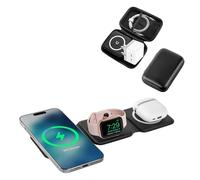 HH-Tech 3-in-1 Foldable Magnetic Wireless Charger Station with 50W Dual Output Adapter & Case (Combo Plus Dual)