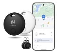 HH-Tech [Android Only] Smart Tracker Tag 2 Pack with 2 Cases Works with Google Find Hub, Smart Bluetooth Item Finder for Keys, Wallet, Suitcase & Bags (Black & White)