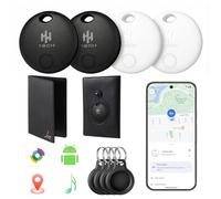HH-Tech Android Smart Tracker Tag Combo Works with Google Find Hub, Bluetooth Item Finder, Key Finder, Replaceable Battery, Track Bag, Luggage (Pack-4 with 4 Cases and Free Passport Holder)