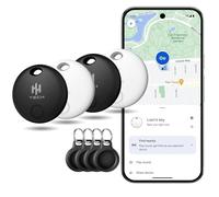 HH-Tech Android Tracker Tag (Pack-4 Black+White Android only) Works with Google Find My, Find Hub, Smart Tag Tracker, Item Finder, Easily Track Your Keys, Wallet, Bag, Suitcase, and More