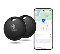 HH-Tech Bluetooth Tracker (Pack-2 Black) For Android Devices Compatible with Google Find My, Find Hub, Air Tracker, Smart Tag, Item Finder, Easily Track Your Wallet, Bag, Suitcase, and More
