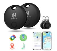 HH-Tech Dual-System Smart Tracker Tags Compatible with iOS & Android (Pack-2 Black), Works with Apple Find My & Google Find Hub, Bluetooth Item Finder for Keys, Wallet, Luggage, Bags, and More