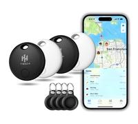 HH-Tech Smart Tag LITE (Pack 4 with 4 Protectors) For Apple iOS Devices, Smart Tracker, Item Finder, Replaceable Battery, Easily Track Your Wallet, Bag, Suitcase, and More with Apple Find My App