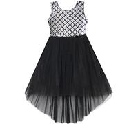 HH81 Girls Dress Sequin Mesh Party Wedding Princess Tulle Age 7 Years Black