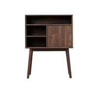 Hhaoran-9868 CD Holder Multi-functional Tall Legged Vinyls Record Storage Cabinet Wooden Display End Table Bookcase CD/DVD Rack