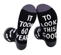 HHatvadiy 30th 40th 50th 60th 70th 80th 90th Birthday Gifts for Men, Unique Stitch Novelty Socks for Fathers Day, 60th, One size