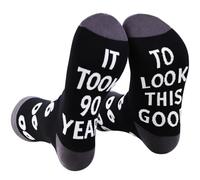 HHatvadiy 30th 40th 50th 60th 70th 80th 90th Birthday Gifts for Men, Unique Stitch Novelty Socks for Fathers Day, 90th, One size