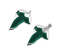 HhBdy 1 Pcs Green Leaf Brooch and 1 Pcs Hairpin Enamel Brooch Pins Fashion Elegant Elven Shawl Cravat Pin Lord of The Rings Gifts for Women Men Cosplay Cloak Pin Clasp Gifts