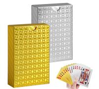 HhBdy 2 Decks Playing Cards, Poker Cards, Waterproof Playing Cards, Matte Surface, Poker Card Deck, Two-Tone in Gold and Silver, Poker Cards for Poker Evening, Family Tournament, Travel Games