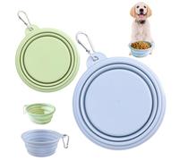 HhBdy 2 Pack Collapsible Dog Bowl, Collapsible Dog Water Bowl Silicone Pet Bowls Reusable Pet Water Bowls With Hook for Cats and Dogs Outdoor Camping Hiking Home (Green and Blue)