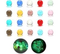 HhBdy 20Pcs Glow in The Dark Marbles, Fluorescent Dotted Glass Marbles, 16mm, 10 Colors, Kids, Marble Run Game, DIY & Home Decoration