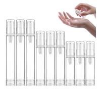 HhBdy 9Pcs Airless Pump Bottle,5ml 10ml 15ml Portable Cosmetic Travel Bottle Refillable Empty Clear Travel Lotion Pump Containers for Foundation Essence Lotion