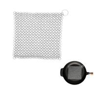 HhBdy Chainmail Scrubber Cast Iron Cleaner 7×7 Inch Non-Scratch Multifunction Cookware Cleaner for All Types of Skillet Griddles Cast Iron Pans Grills Dutch Ovens