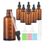 HhBdy Dropper Bottle Brown,6 X 50 ml Dropper Bottles Leak Proof Refillable Amber Glass Bottle with 2 Funnels 5 Droppers 1 Sticker for Essential Oils Massage Perfumery Aromatherapy Laboratory