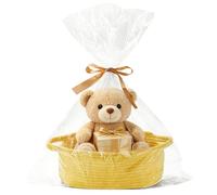 HhBdy Gift Basket, Hamper Baskets for Gifts Empty 30 × 12 cm Hamper Basket Cotton Baskets for Gifts with Gift Bag and Ribbon for Baby Shower Wedding Birthday Storage Easter (Yellow)