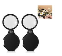 HhBdy Pocket Magnifying Glass 2Pcs,8X Magnifying Glass Black Mini Portable Handheld Folding Eye Loupe with Cortical Protective Cover Jewellers Loupe,for Office Reading Hobbies
