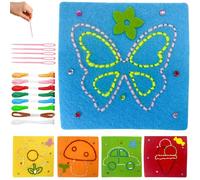 HhBdy Sewing Kit for Kids 5Pcs,Sewing Kits for Ages 5-12 First for Girls Boys with Material Cards,Colored Threads,Needles,Threading Toys Gifts for Children