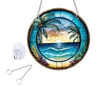 HhBdy Sun Catchers for Windows,8in Diameter Colour Catcher Acrylic Window Sun Catcher for Window Sun Catcher Decor Stained Light Catcher,Window Porch Home Accessories (Coastal Suncatchers)