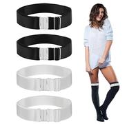 HhBdy Suspenders Belt for Stockings,4 Pack Garter Belt Women Men Shirt Collar Stiffeners Garter Clips for Dancers and Pipers(White,Black)
