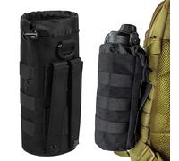 HhBdy Water Bottle Pouch, Molle Pouches Adjustable Bottle Holder Drawstring Closure Molle Pouch Waterproof for Outdoor Hiking Cycling Camping Running and Training (Black)